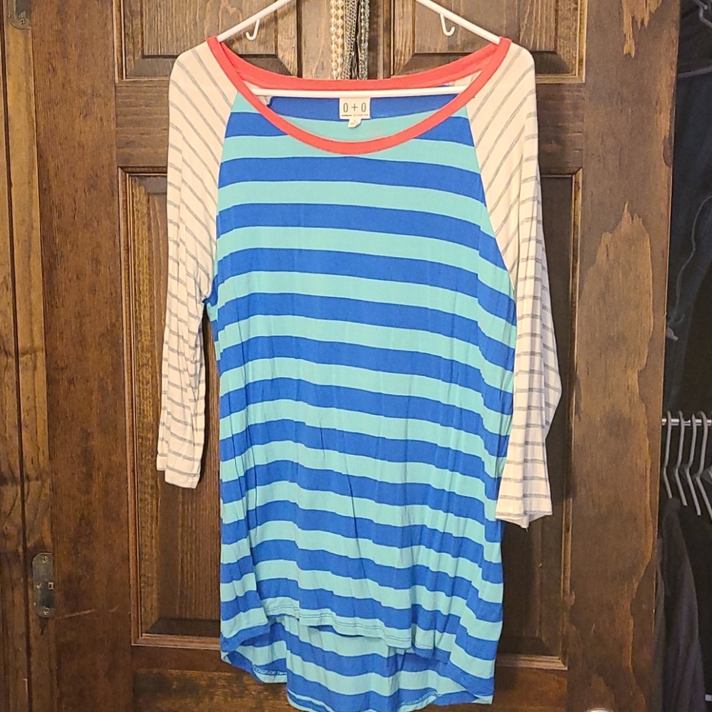 3/4 sleeve striped top